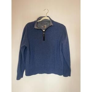 Orvis Light Blue 1/4 Zip Youth Large 100% Merino Wool Excellent